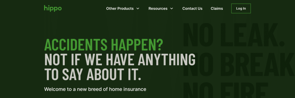 Hippo Home Insurance homepage