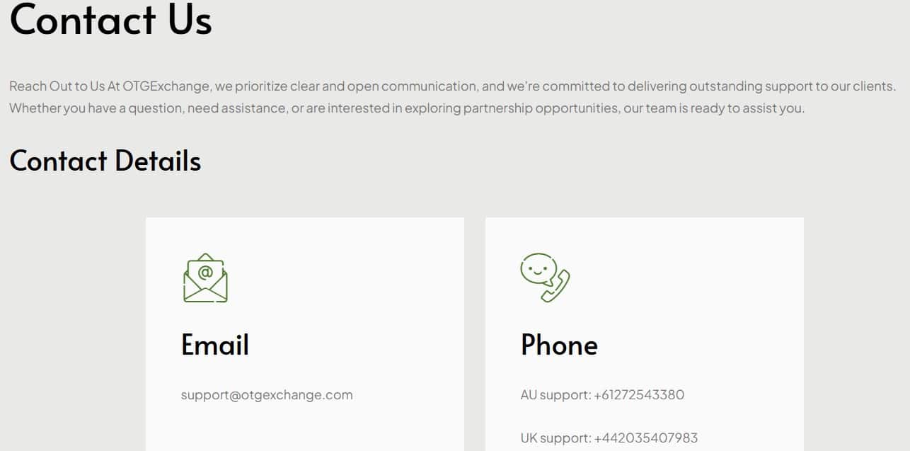 OTG Exchange Customer Support OTG Exchange Customer Support